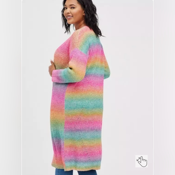 Torrid Rainbow Knit Open Front Cardigan Sweater Size 2 - Picture 2 of 7